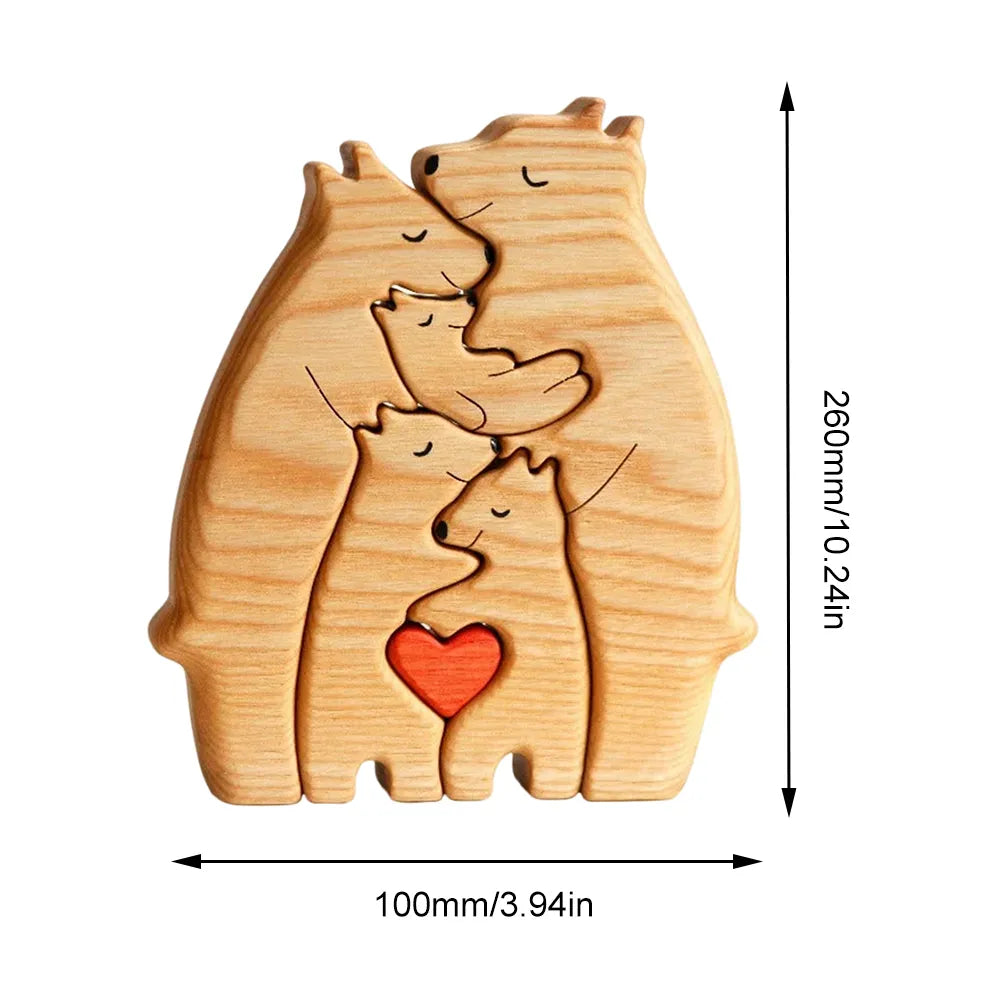 Personalized Wooden Bears Family Puzzle - Engrave yours today!