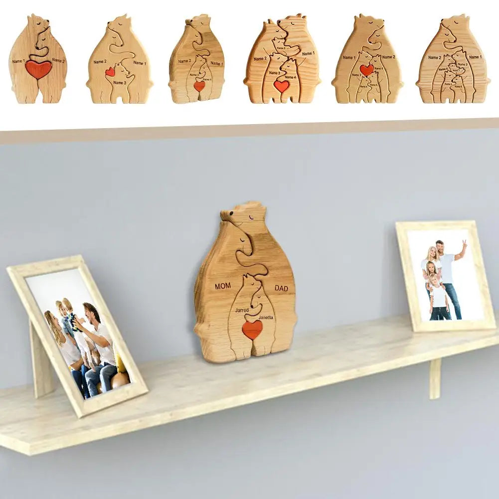 Personalized Wooden Bears Family Puzzle - Engrave yours today!